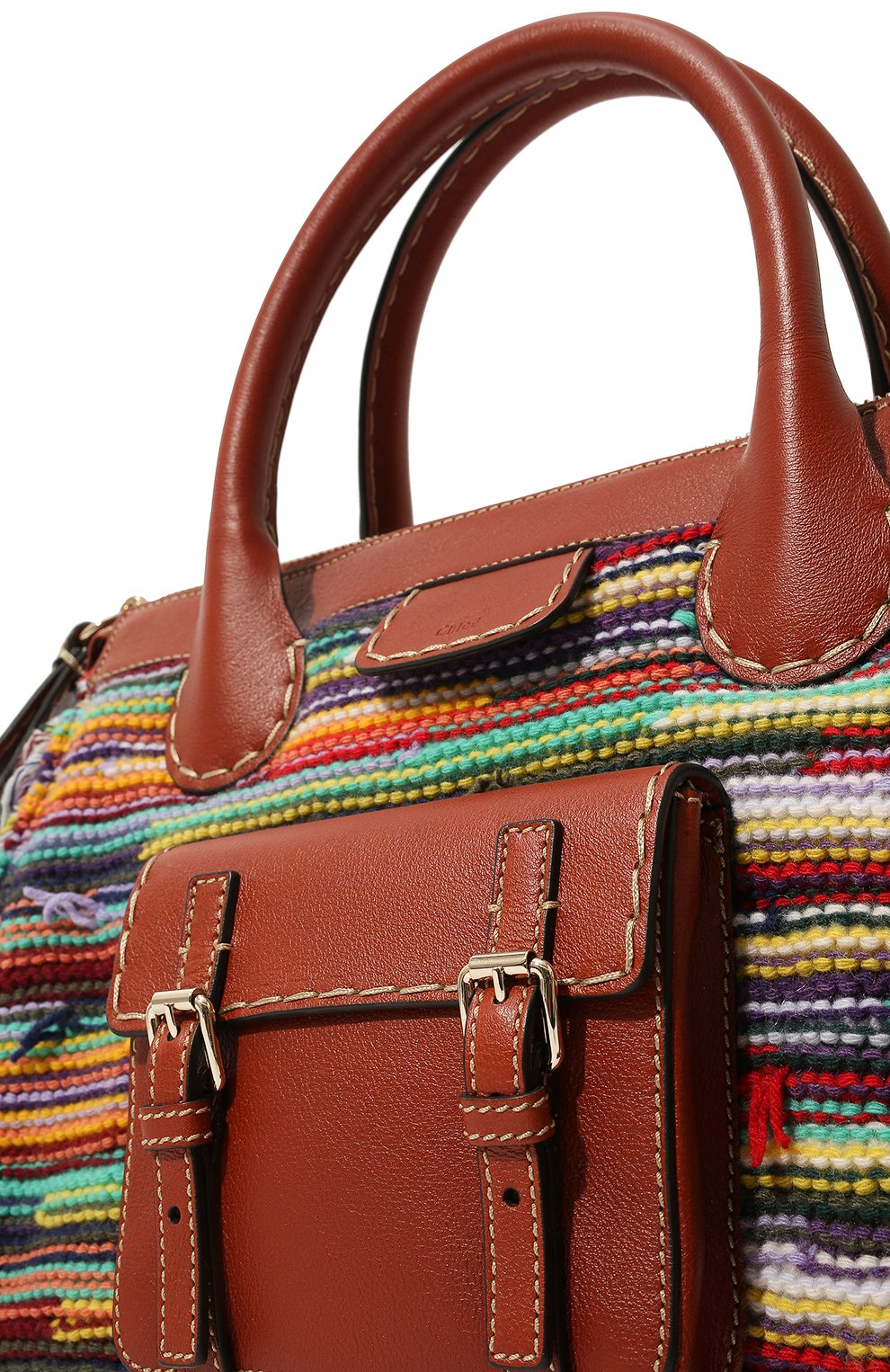 Женская сумка edith medium CHLOÉ разноцветного цвета, арт. CHC22SS450F90 | Фото 3 (Сумки-технические: Сумки top-handle; Размер: medium; Ремень/цепочка: На ремешке; Материал: Текстиль)