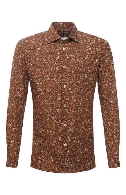 Мужская хлопковая рубашка KITON коричневого цвета по цене 55150 руб., арт. UMCNERH0807802 | Фото 1