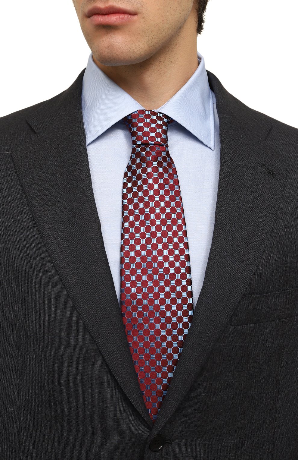 Мужской шелковый галстук ZILLI бордового цвета, арт. 55021 | Фото 2 (Принт: С принтом; Материал: Текстиль, Шелк; Материал сплава: Проставлено; Нос: Не проставлено)
