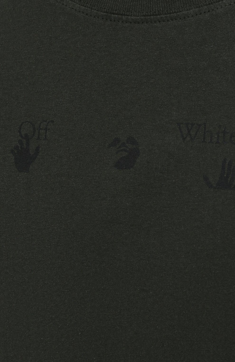 Мужская хлопковая футболка OFF-WHITE хаки цвета, арт. 0MAA027S21JER012 | Фото 5 (Рукава: Короткие; Длина (для топов): Стандартные; Стили: Гранж; Принт: С принтом; Материал внешний: Хлопок)