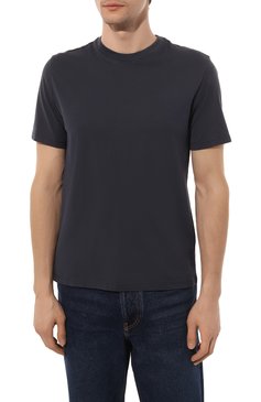 Мужская хлопковая футболка VAN LAACK темно-синего цвета, арт. PA0L0/Z20044 | Фото 3 (Принт: Без принта; Рукава: Короткие; Длина (для топов): Стандартные; Материал внешний: Хлопок; Стили: Кэжуэл)