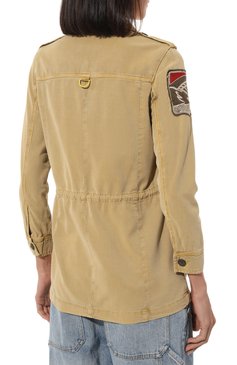Женская куртка AERONAUTICA MILITARE бежевого цвета, арт. 231/AB2078DCT3095 | Фото 4 (Кросс-КТ: Куртка; Рукава: Длинные; Стили: Милитари; Материал внешний: Хлопок, Лиоцелл, Растительное волокно; Длина (верхняя одежда): Короткие)