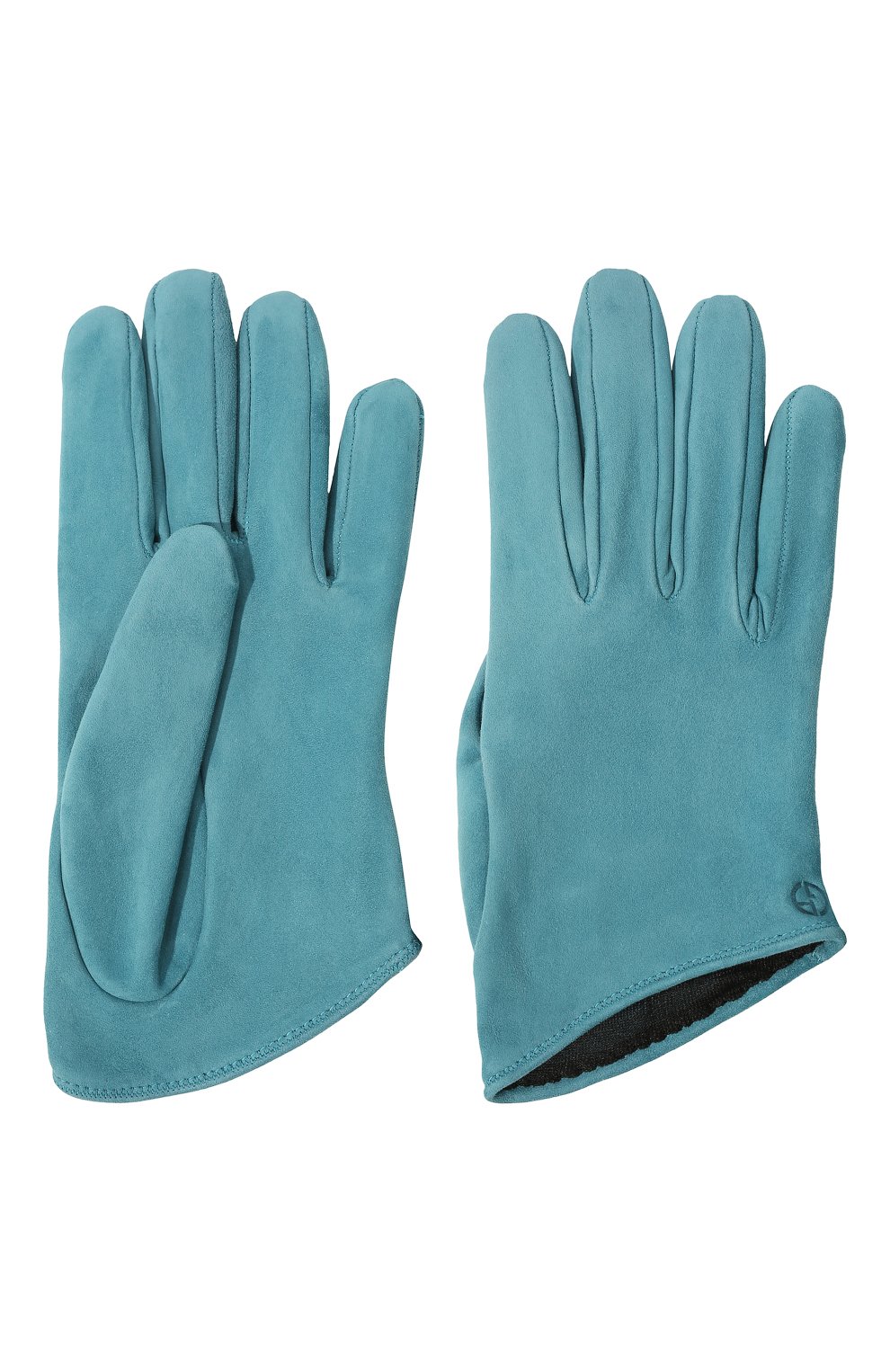 Женские замшевые перчатки GIORGIO ARMANI голубого цвета, арт. 794205/2F204 | Фото 2 (Материал: Натуральная кожа)