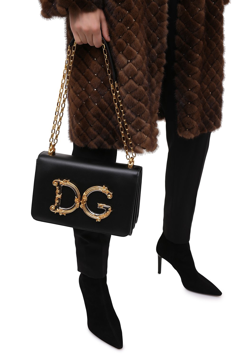 Женская сумка dg girls medium DOLCE & GABBANA черного цвета, арт. BB6912/AW576 | Фото 2 (Сумки-технические: Сумки через пле чо; Размер: medium; Материал: Натуральная кожа; Ремень/цепочка: На ремешке)