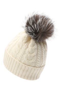 Женская шерстяная шапка MONCLER молочного цвета, арт. F2-093-9Z703-01-A9328 | Фото 2 (Материал: Текстиль, Кашемир, Шерсть)
