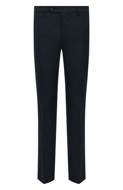 Мужские льняные брюки  BERWICH темно-синего цвета, арт. SC/1/LM104 | Фото 1 (Длина (брюки, джинсы): Стандартные; Случай: Повседневный; Стили: Кэжуэл; Материал внешний: Лен)