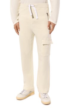 Мужские хлопковые брюки PREMIATA белого цвета, арт. PW23_59PD | Фото 3 (Длина (брюки, джинсы): Стандартные; Случай: Повседневный; Материал сплава: Проставлено; Материал внешний: Хлопок; Драгоценные камни: Проставлено; Стили: Кэжуэл)