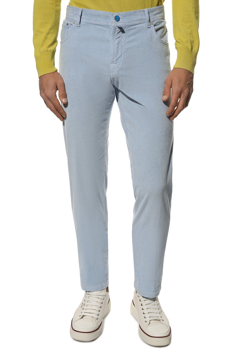 Мужские брюки из хлопка и кашемира KITON голубого цвета, арт. UPNJSJ0758A | Фото 3 (Длина (брюки, джинсы): Стандартные; Случай: Повседневный; Материал внешний: Хлопок; Стили: Кэжуэл)