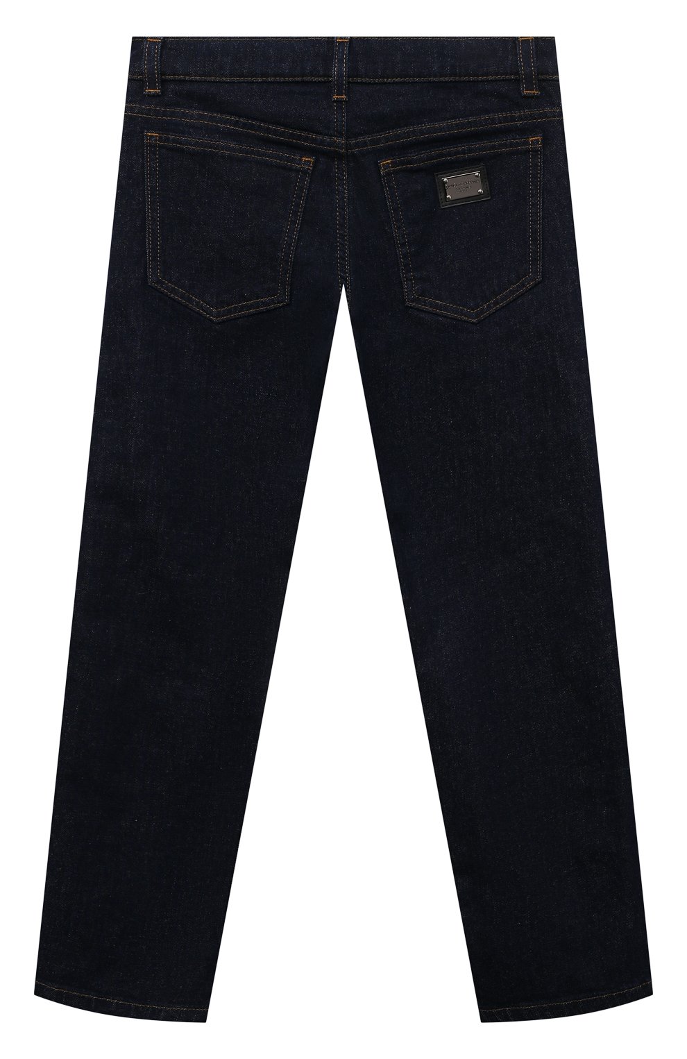 Детские джинсы DOLCE & GABBANA темно-синего цвета, арт. L42F59/LDB75/2-6 | Фото 2 (Детали: Однотонный; Материал сплава: Проставлено; Нос: Не проставлено; Материал внешний: Хлопок)