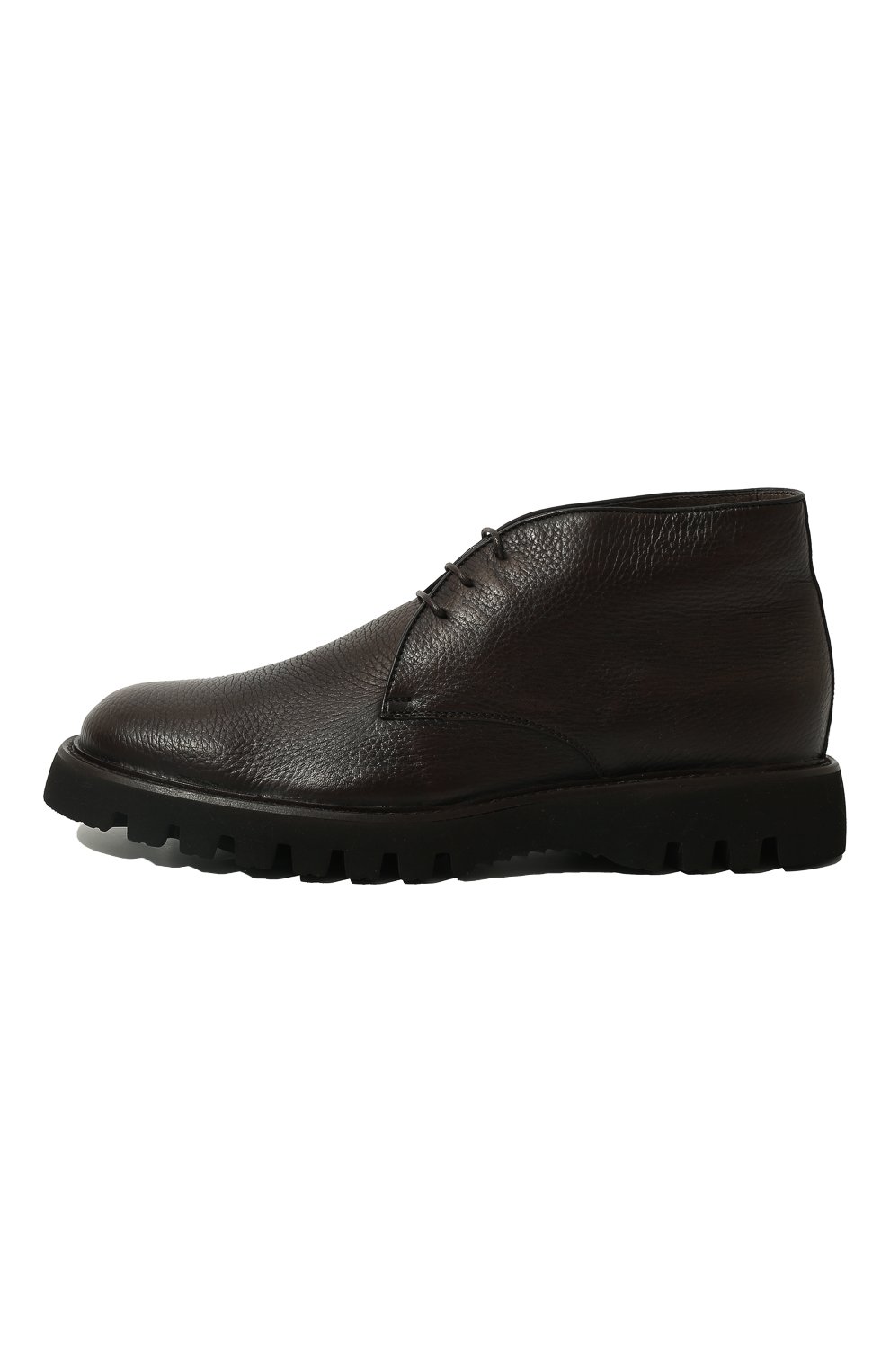 Мужские кожаные ботинки BARRETT темно-коричневого цвета, арт. BASTIA-024.6/CERV0 ASP0RTABILE | Фото 4 (Материал внешний: Кожа; Материал утеплителя: Натуральный мех; Мужское Кросс-КТ: Ботинки-обувь, Дезерты-обувь, зимние ботинки; Материал сплава: Проставлено; Нос: Не проставлено)