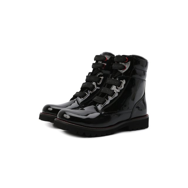 Кожаные ботинки с меховой отделкой Dolce & Gabbana D10849/AB543/29-36