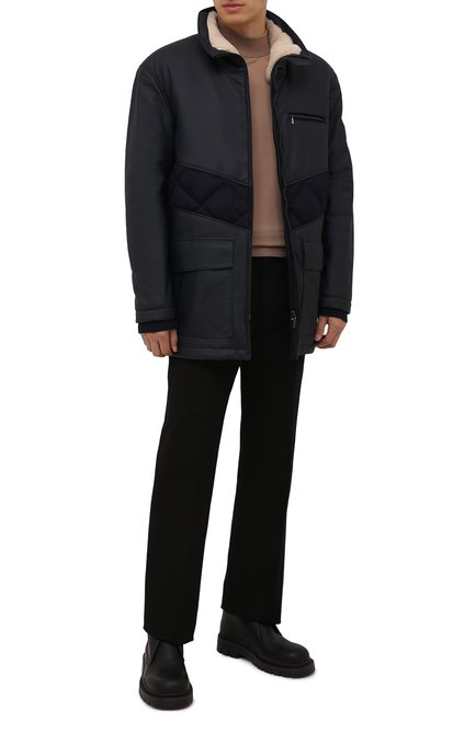 Мужская кожаная куртка ZILLI темно-синего цвета, арт. MAW-KASKA-01960/0002 | Фото 2 (Рукава: Длинные; Длина (верхняя одежда): До середины бедра; Материал утеплителя: Шерсть; Мужское Кросс-КТ: Кожа и замша; Кросс-КТ: Куртка; Стили: Классический; Материал внешний: Натуральная кожа)