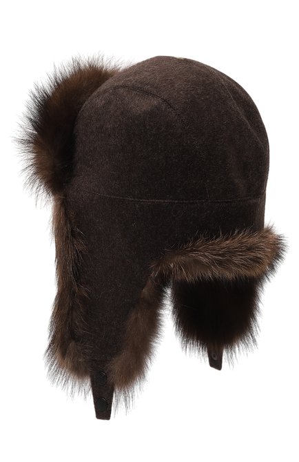 Мужская шапка-ушанка из меха фишера KUSSENKOVV коричневого цвета, арт. 339106903159 | Фото 2 (Материал: Натуральный мех)