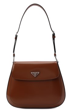 Женская сумка cleo PRADA коричневого цвета, арт. 1BD316-ZO6-F02TX-HOO | Фото 1 (Сумки-технические: Сумки через плечо; Размер: medium; Материал: Натуральная кожа; Ремень/цепочка: На ремешке)