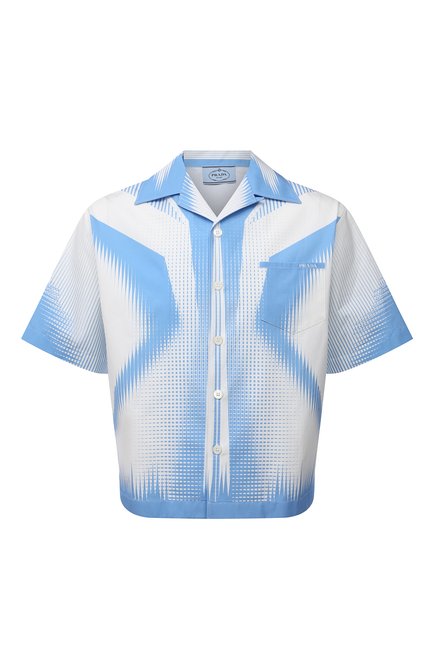 Мужская хлопковая рубашка PRADA белого цвета по цене 110000 руб., арт. UCS318-1YN2-F0UB3-211 | Фото 1