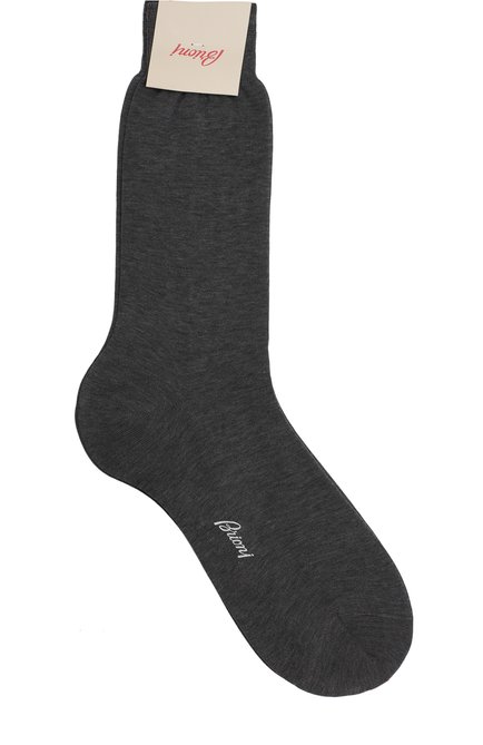 Мужские хлопковые носки BRIONI серого цвета, арт. 0VMC/P3Z19 | Фото 1 (Материал внешний: Хлопок; Кросс-КТ: бельё)
