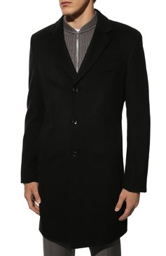 Мужской пальто из шерсти и кашемира BOSS черного цвета, арт. 50479756 | Фото 3 (Материал внешний: Шерсть; Рукава: Длинные; Длина (верхняя одежда): До середины бедра; Стили: Классический; Мужское Кросс-КТ: пальто-верхняя одежда)