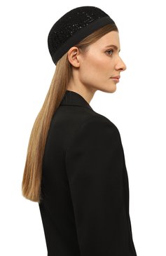 Женский берет с пайетками GIORGIO ARMANI черного цвета, арт. 797272/3R520 | Фото 2 (Региональные ограничения белый список (Axapta Mercury): Не проставлено; Материал сплава: Проставлено; Нос: Не проставлено; Материал: Растительное волокно)
