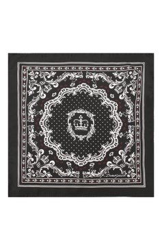 Мужской шелковый платок DOLCE & GABBANA черно-белого цвета, арт. GR412E/G0X56 | Фото 3 (Материал: Текстиль, Шелк)
