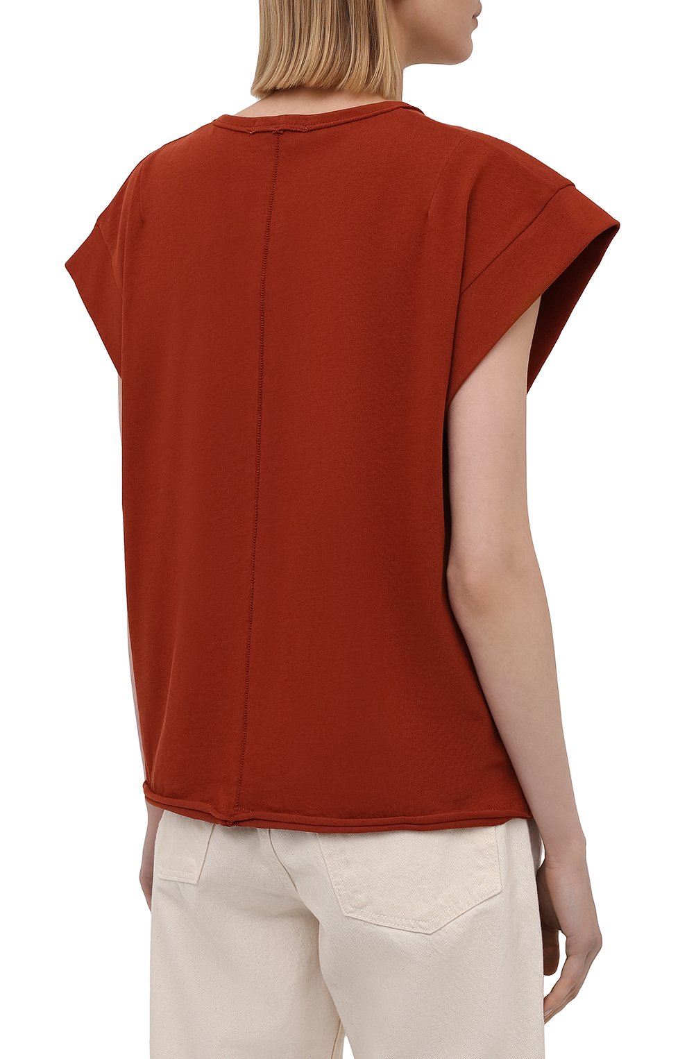 Женская хлопковая футболка RAG&BONE  цвета, арт. WCC21PT025PP25 | Фото 4 (Принт: Без принта; Рукава: Короткие; Длина (для топов): Стандартные; Материал внешний: Хлопок; Женское Кросс-КТ: Футболка-одежда; Стили: Кэжуэл)
