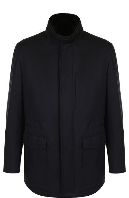Мужская утепленная куртка на молнии с воротником-стойкой и внутренней меховой отделкой BRIONI темно-синего цвета, арт. SFN40L/04A84 | Фото 1 (Материал внешний: Шелк, Шерсть; Рукава: Длинные; Мужское Кросс-КТ: Пуховик-верхняя одежда, Верхняя одежда, утепленные куртки; Кросс-КТ: Куртка; Длина (верхняя одежда): До середины бедра; Материал утеплителя: Натуральный мех; Региональные ограничения белый список (Axapta Mercury): RU)