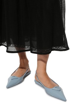Женские кожаные балетки PRADA голубого цвета, арт. 1F819M-055-F0076-005 | Фото 3 (Подошва: Платформа; ширина носка стельки: 7,7; толщина подошвы: 2,3)