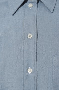 Женская хлопковая рубашка ACADEMIA голубого цвета, арт. MIA/7127 | Фото 5 (Рукава: Длинные; Принт: Без принта; Женское Кросс-КТ: Рубашка-одежда; Длина (для топов): Стандартные; Материал сплава: Проставлено; Материал внешний: Хлопок; Драгоценные камни: Проставлено; Стили: Кэжуэл)