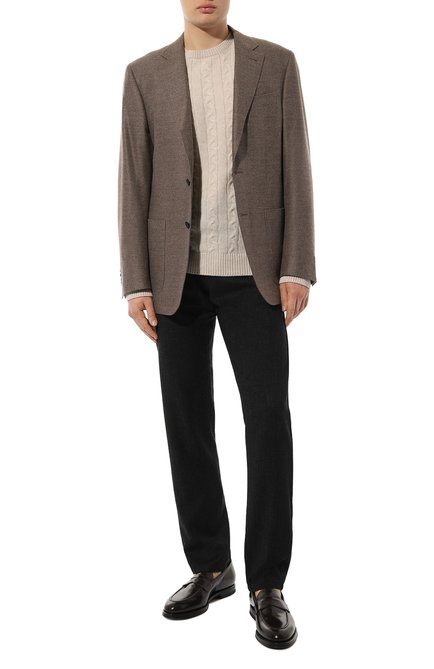 Мужские шерстяные брюки CANALI темно-серого цвета, арт. V1659/AR03474 | Фото 2 (Материал сплава: Проставлено; Длина (брюки, джинсы): Стандартные; Материал внешний: Шерсть; Драгоценные камни: Проставлено)