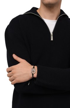 Мужской браслет DOLCE & GABBANA черного цвета, арт. WBP5L2 W1111/SILVER | Фото 2 (Материал: Текстиль, Металл; Региональные ограничения белый список (Axapta Mercury): Не проставлено; Нос: Не проставлено)