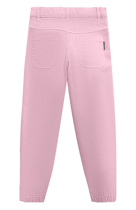 Детские джинсы BRUNELLO CUCINELLI розового цвета, арт. BA080P454B | Фото 2 (Материал внешний: Растительное волокно, Хлопок, Лиоцелл; Детали: Однотонный)