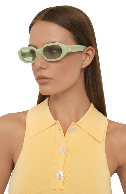 Женские солнцезащитные очки THE ATTICO зеленого цвета, арт. ATTIC014C6 SUN | Фото 2 (Тип очков: С/з; Очки форма: Овальные; Оптика Гендер: оптика-женское)