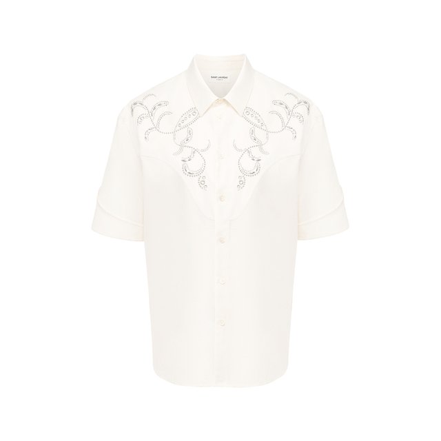 Хлопковая рубашка Saint Laurent белого цвета