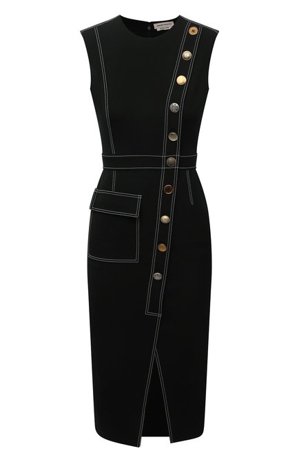 Женское шерстяное платье ALEXANDER MCQUEEN черного цвета по цене 219000 руб., арт. 685305/QJACH | Фото 1