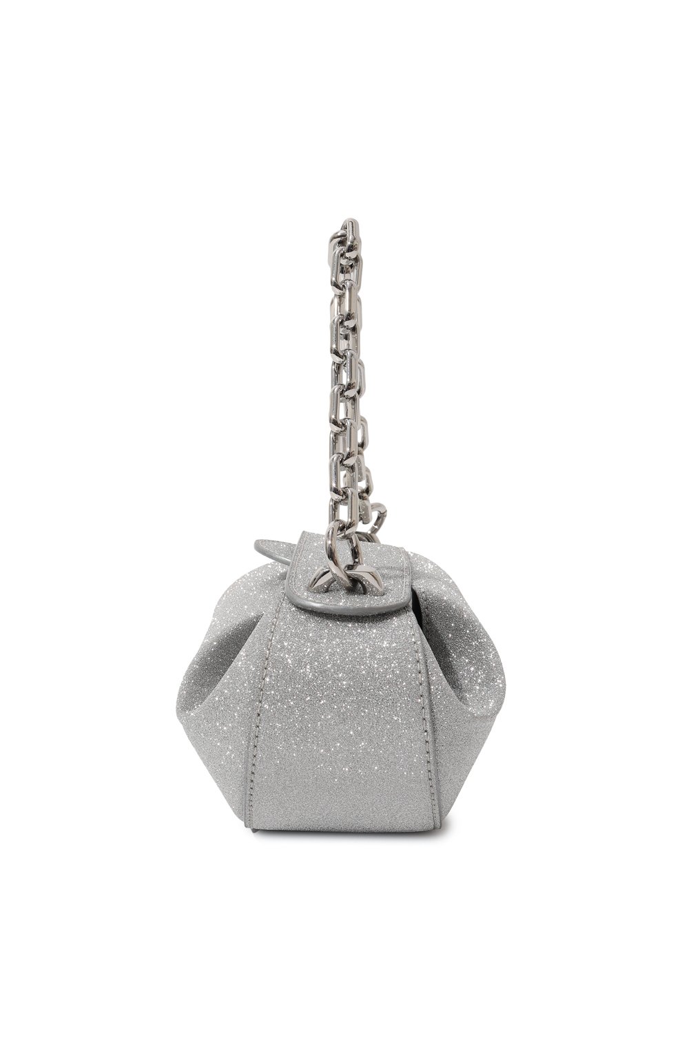 Женская сумка dinner roll YUZEFI серебряного цвета, арт. YUZC-HB-DR-46 | Фото 4 (Женское Кросс-КТ: Вечерняя сумка; Сумки-технические: Сумки top-handle; Материал сплава: Проставлено; Ремень/цепочка: На ремешке; Драгоценные камни: Проставлено; Размер: small; Материал: Экокожа)