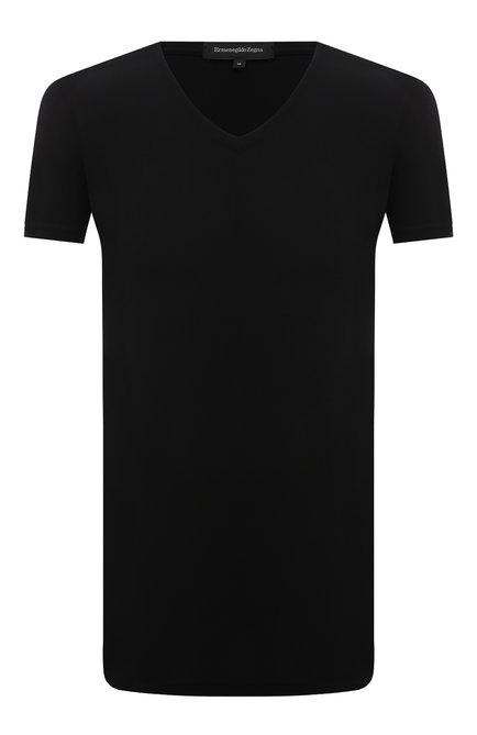 Мужская футболка ERMENEGILDO ZEGNA черного цвета, арт. N2M800060 | Фото 1 (Материал внешний: Синтетический материал; Кросс-КТ: домашняя одежда; Рукава: Короткие; Длина (для топов): Стандартные)