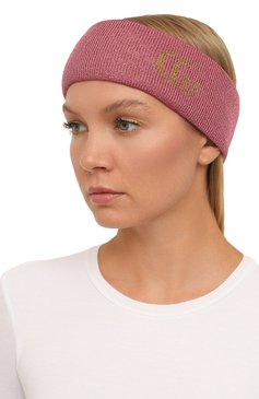 Женская повязка на голову GUCCI розового цвета, арт. 677823 3GAGN | Фото 2 (Материал: Текстиль, Металлизированное волокно, Вискоза; Женское Кросс-КТ: Шапка-тюрбан)