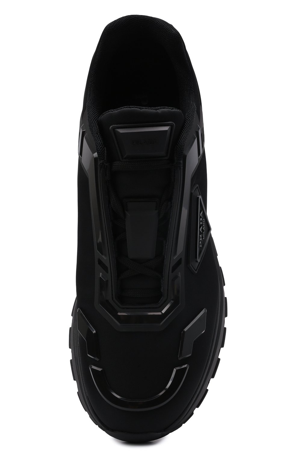 Мужские кроссовки PRADA черного цвета, арт. 4E3567-3LFV-F0002-G000 | Фото 5 (Материал внешний: Текстиль; Стили: Классический; Материал утеплителя: Без утеплителя)