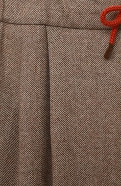 Детские шерстяные брюки BRUNELLO CUCINELLI коричневого цвета, арт. BE258P113C | Фото 3 (Материал внешний: Шерсть; Случай: Повседневный; Материал  сплава: Проставлено; Нос: Не проставлено)