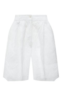 Женские льняные шорты KITON белого цвета, арт. D48107K0990B | Фото 1 (Женское Кросс-КТ: Шорты-одежда, Шорты-пляжная одежда; Длина Ж (юбки, платья, шорты): Мини; Материал внешний: Лен; Стили: Кэжуэл)