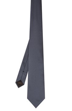 Мужской шелковый галстук BRIONI темно-синего цвета, арт. 062I00/P1462 | Фото 3 (Материал: Текстиль, Шелк; Принт: Без принта; Материал сплава: Проставлено; Нос: Не проставлено)