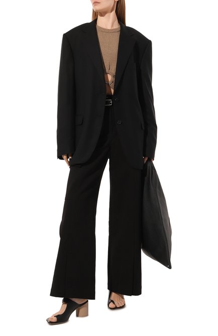 Женские кожаные мюли MM6 черного цвета,  арт. S59WP0182/P2589 | Фото 2 (Подошва: Плоская; Материал внутренний: Натуральная кожа; Каблук высота: Средний; Каблук тип: Устойчивый)