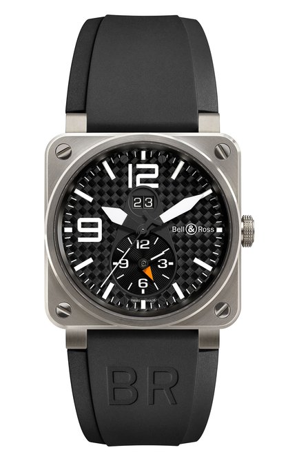 Мужские часы gmt 24h BELL&ROSS бесцветного цвета, арт. BR03-51GMT | Фото 1 (Материал корпуса: Титан; Цвет циферблата: Чёрный; Механизм: Автомат)