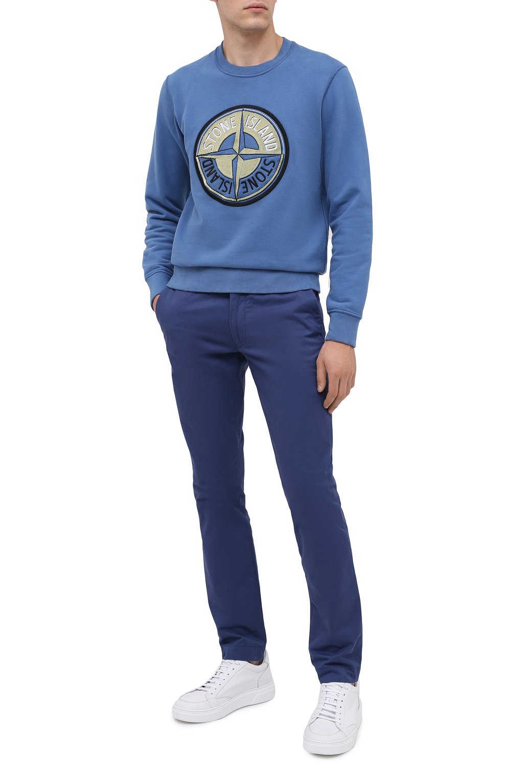 Мужские хлопковые брюки POLO RALPH LAUREN синего цвета, арт. 710644988 | Фото 2 (Силуэт М (брюки): Чиносы; Длина (брюки, джинсы): Стандартные; Случай: Повседневный; Материал внешний: Хлопок; Стили: Кэжуэл)