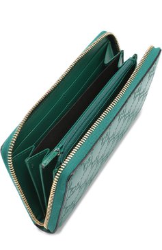 Женские кожаный кошелек с тиснением signature на молнии GUCCI зеленого цвета, арт. 410102/CWC1G | Фото 3 (Материал: Натуральная кожа; Застежка: Молния; Статус проверки: Проверена категория)