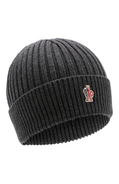 Мужская шерстяная шапка MONCLER серого цвета, арт. D2-097-00259-00-04761 | Фото 1 (Материал: Текстиль, Шерсть; Кросс-КТ: Трикотаж)