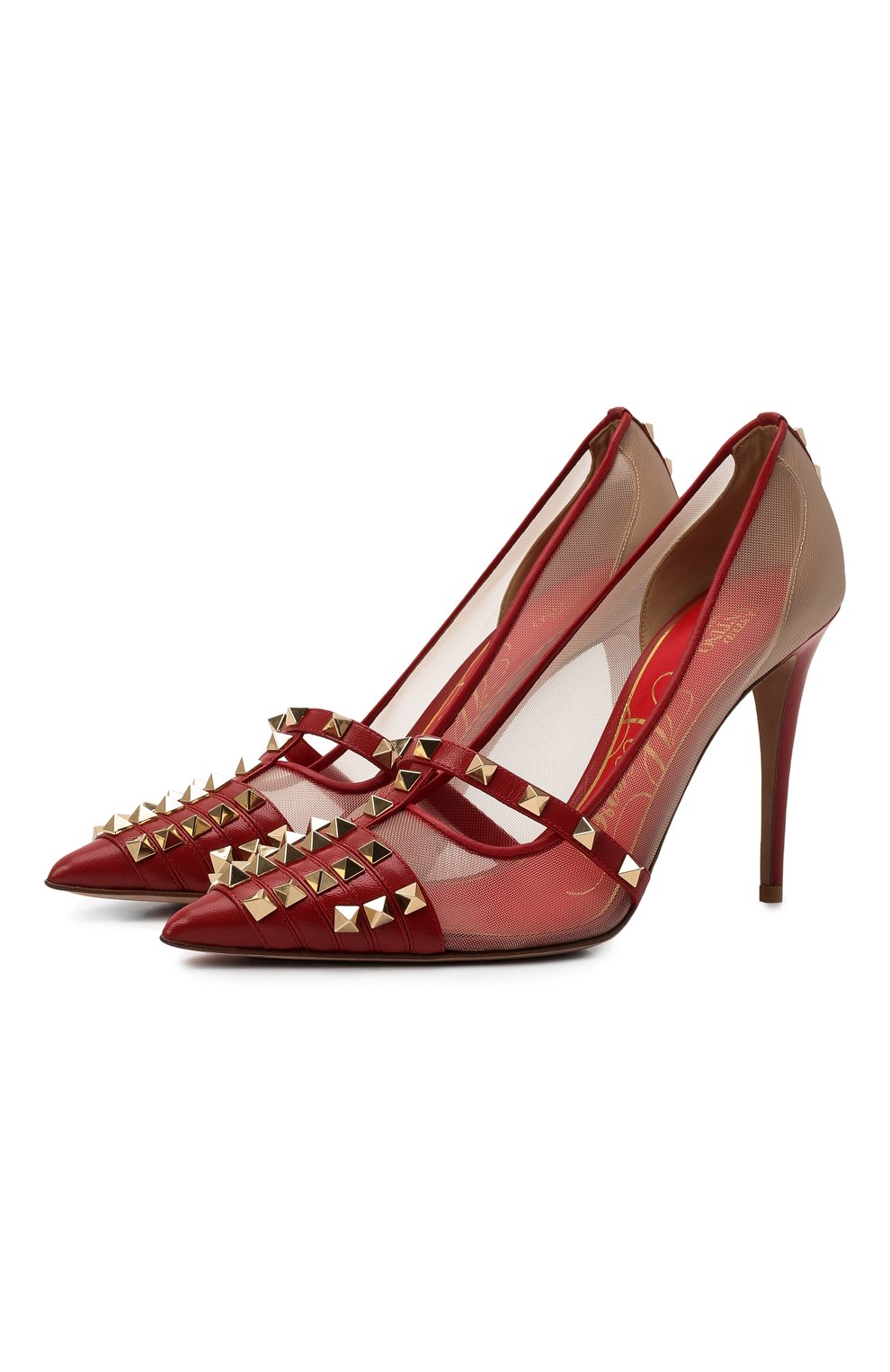 Кожаные туфли Rockstud Alcove Valentino красного цвета