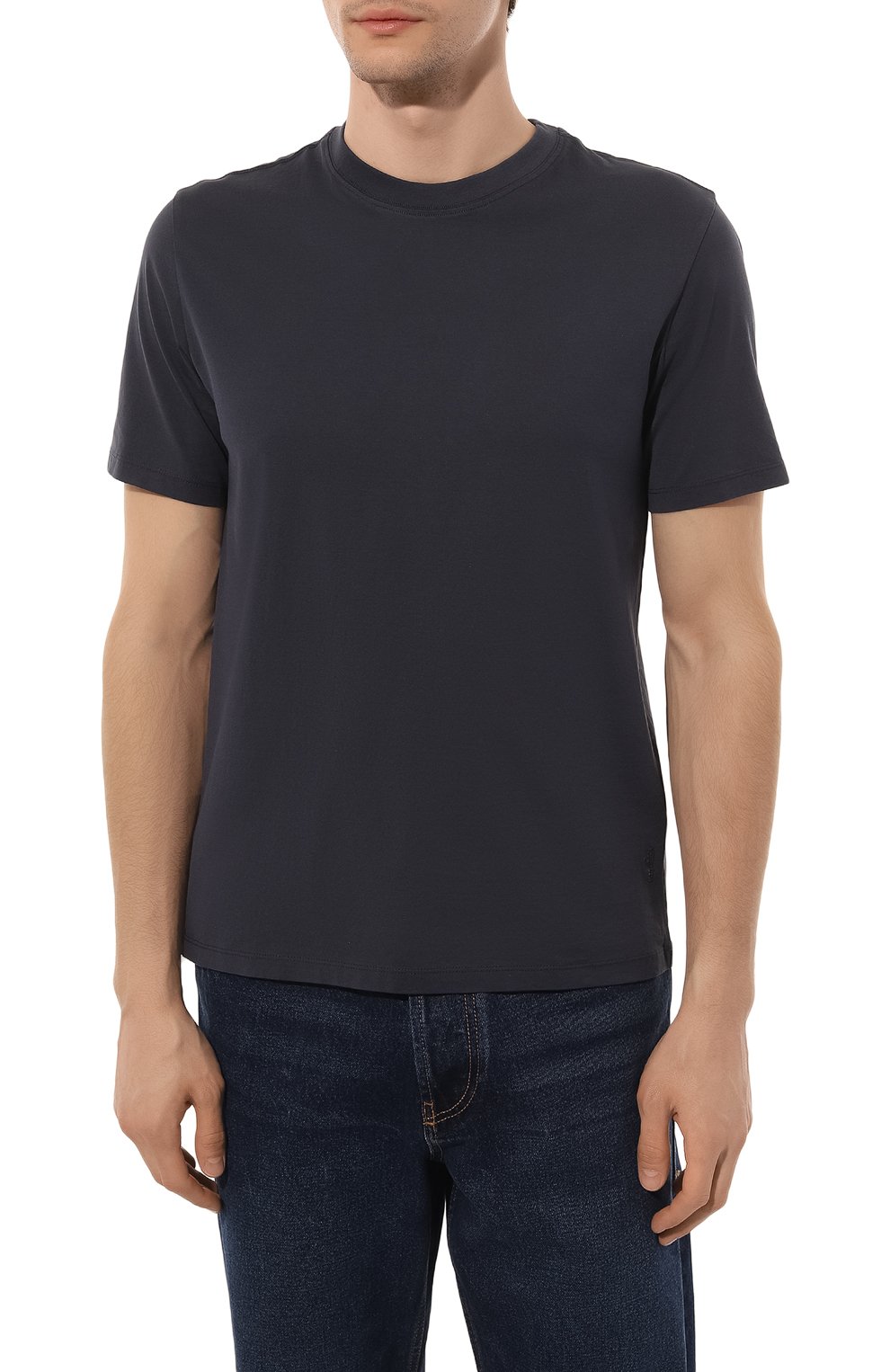 Мужская хлопковая футболка VAN LAACK темно-синего цвета, арт. PA0L0/Z20044 | Фото 3 (Принт: Без принта; Рукава: Короткие; Длина (для топов): Стандартные; Материал внешний: Хлопок; Стили: Кэжуэл)