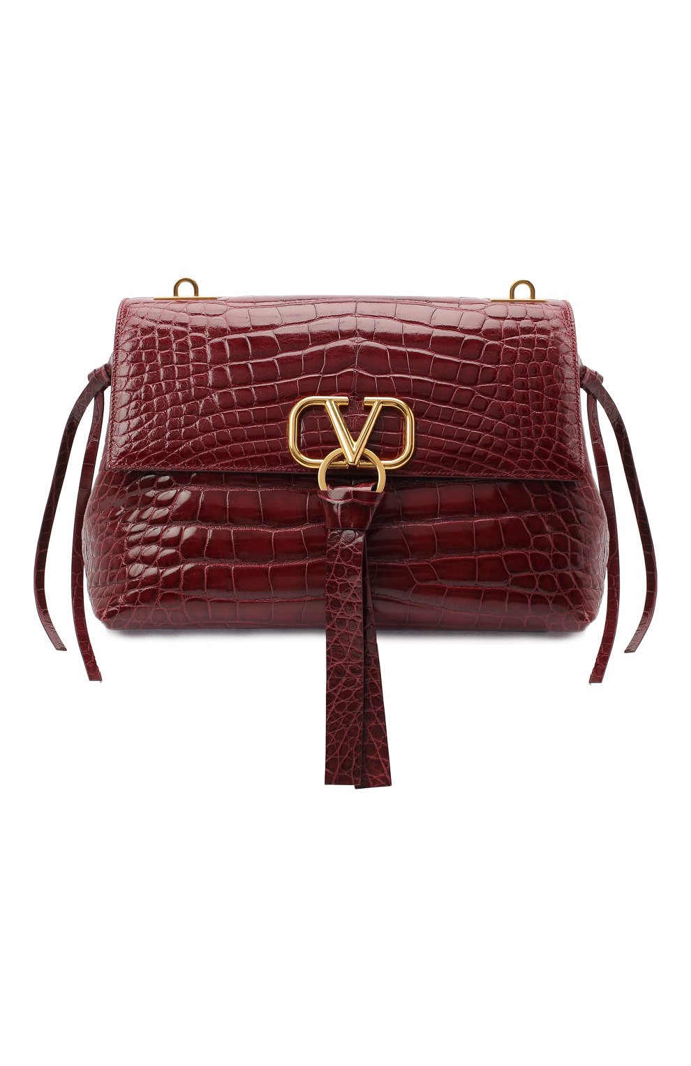 Женская бордовая сумка v-ring medium из кожи аллигатора VALENTINO ...