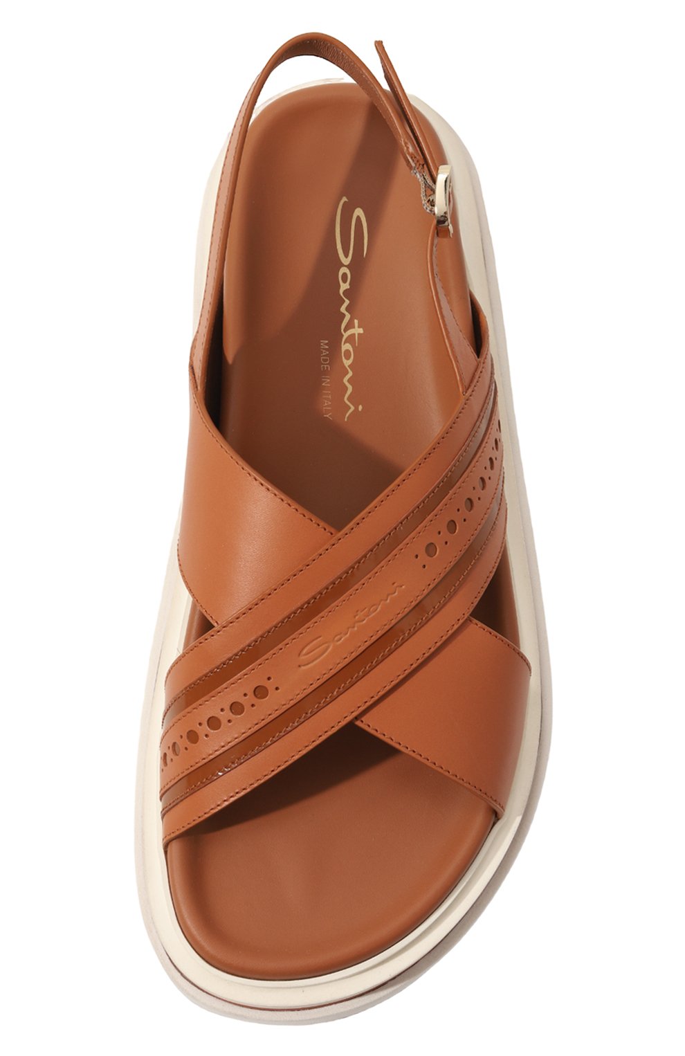 Женские кожаные сандалии SANTONI светло-коричневого цвета, арт. WHSD70397BIATUHTC50 | Фото 6 (Подошва: Платформа; Каблук высота: Низкий; Материал внутренний: Натуральная кожа)