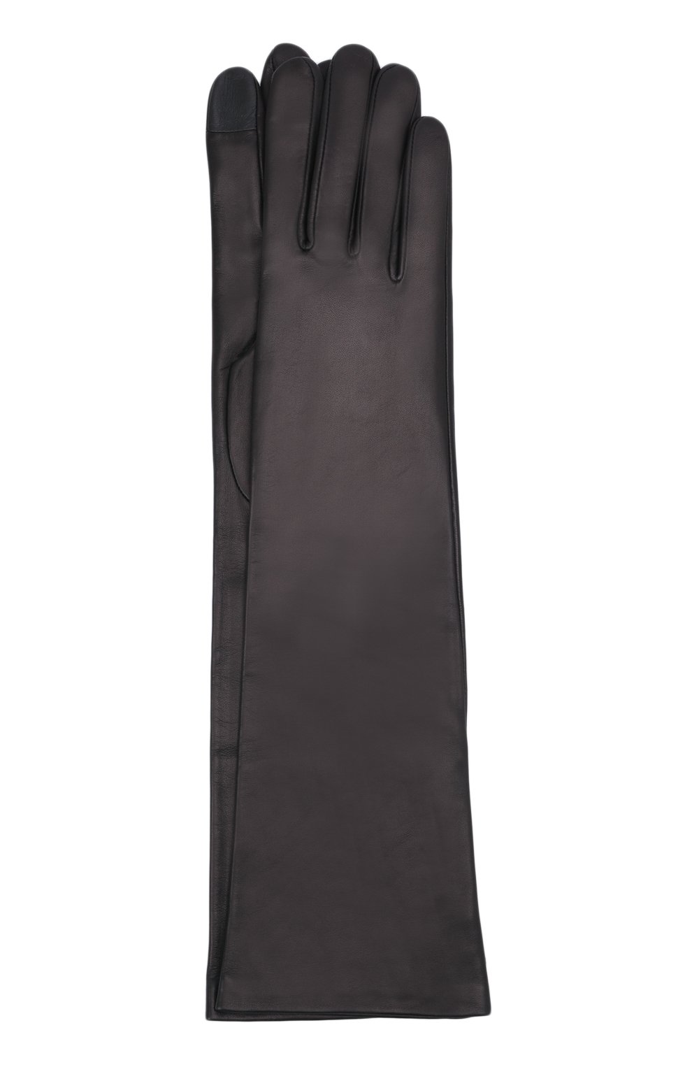 Женские удлиненные кожаные перчатки AGNELLE черного цвета, арт. 0PERA/S | Фото 1 (Материал: Натуральная кожа)